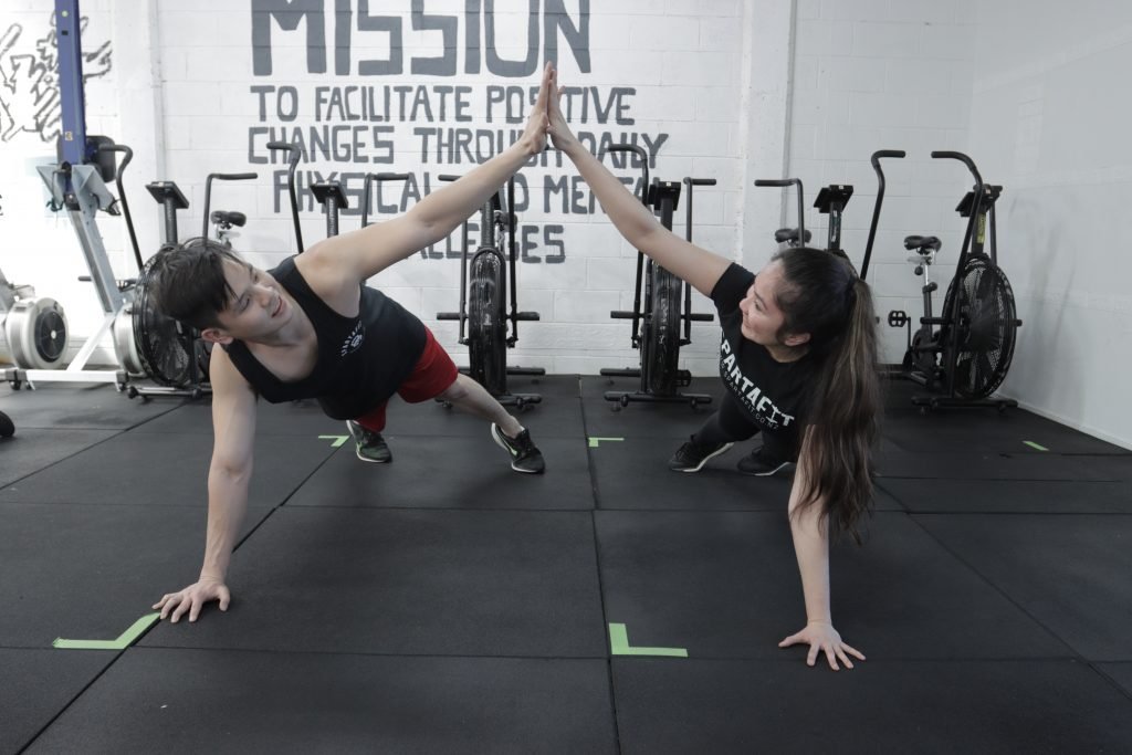 working out with a group